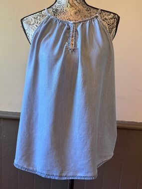 Old Navy Light Blue Denim Looking Halter Camisole Top